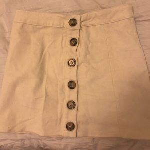 Cream Corduroy Mini Skirt with Buttons